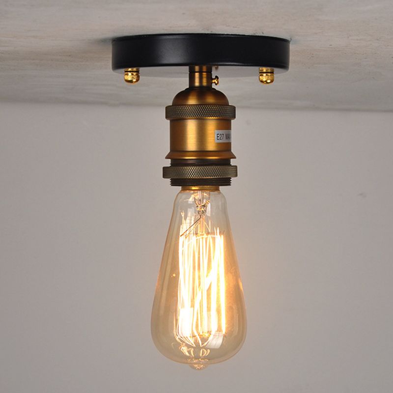 Alessio Retro Industrial Flush Mount Ceiling Light, Metal