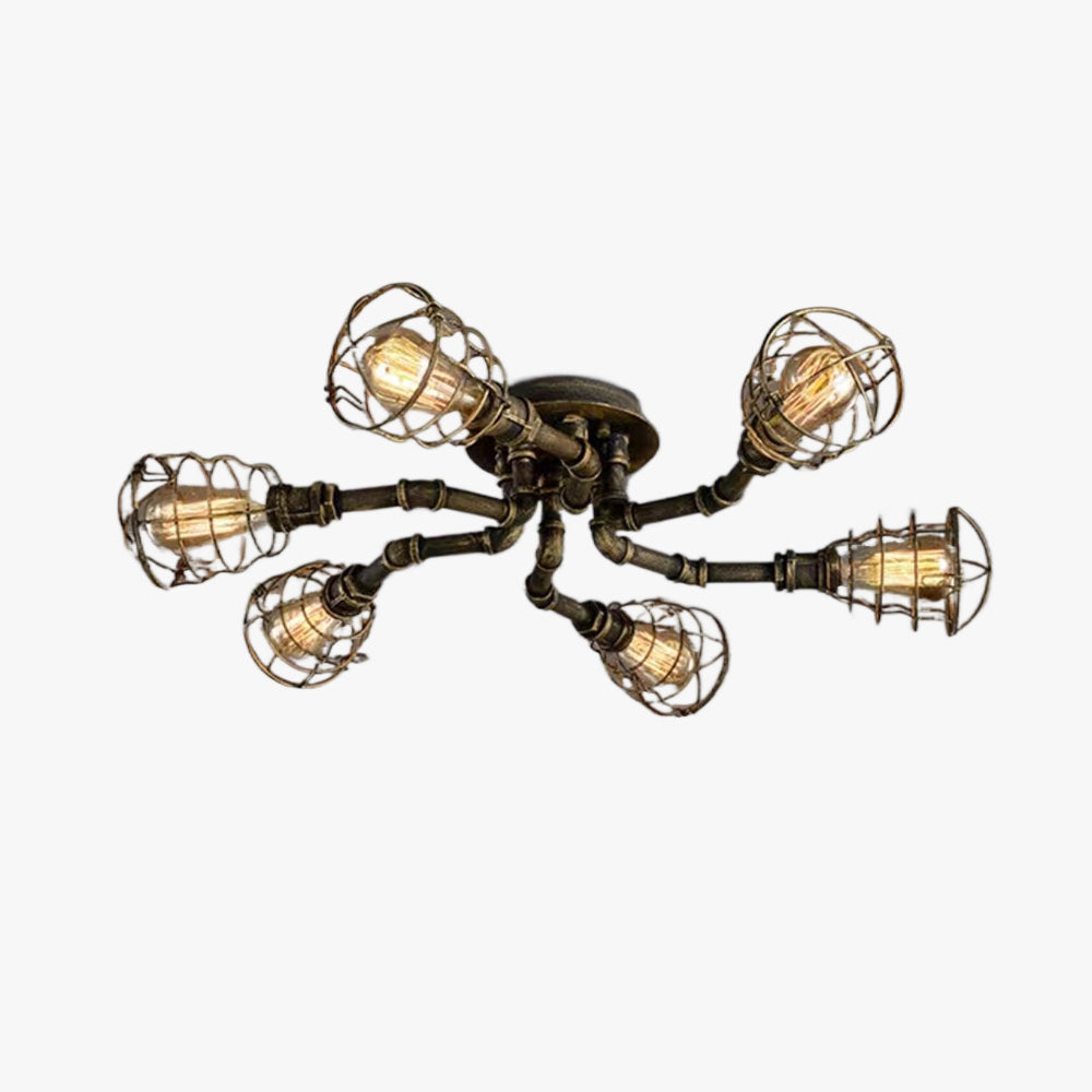 Alessio Industriele LED Plafondlamp Zwart/Messing Metaal Woon/Slaapkamer
