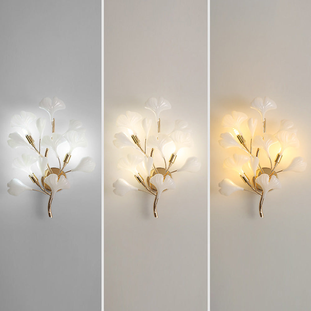 Olivia Decoratieve Bloem Wandlamp Wit Goud Keramiek Metaal Slaapkamer