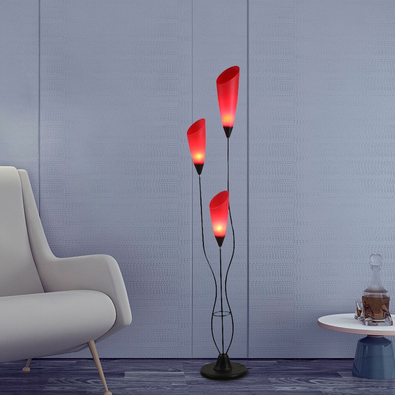 Valentina Moderne Multi Bulb Vloerlamp Rood Metalen/Acryl Slaapkamer/Woonkamer