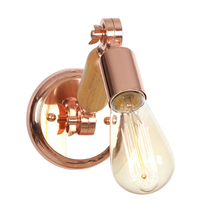 Alessio Wall Lamp Bulb Wooden Adjustable Makeup Gold, Living Room