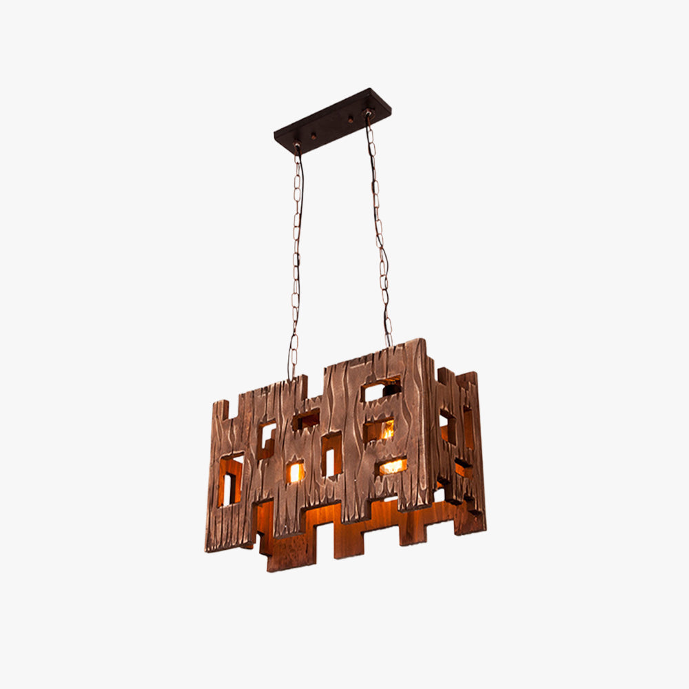Austin Rechthoekige Hanglamp Van Metaal En Hout Woonk/Eetk/Slaapkamer