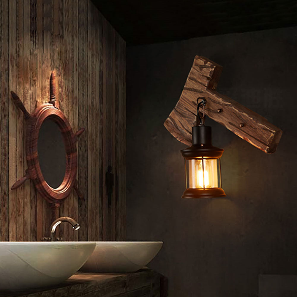 Austin Hamervorm Vintage Wandlamp, Hout/Metaal, Woonk/ Eetk/Slaapkamer