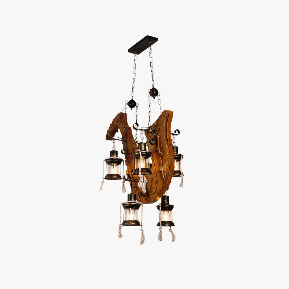Austin Retro Saxophone Metal/Wood Pendant Light, Walnut