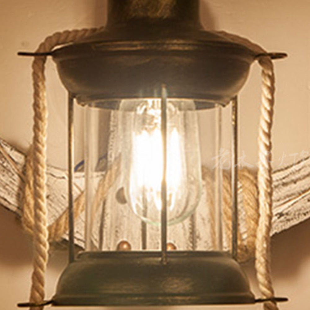 Austin Anchor Lantern Wall Lamp, Vintage/Antique, Wood, Bedroom