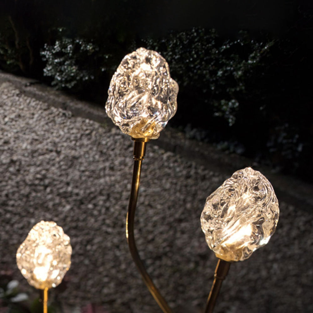 Bella Decoratieve Bloem LED Vloerlamp Goud Metaal/Glas Buiten