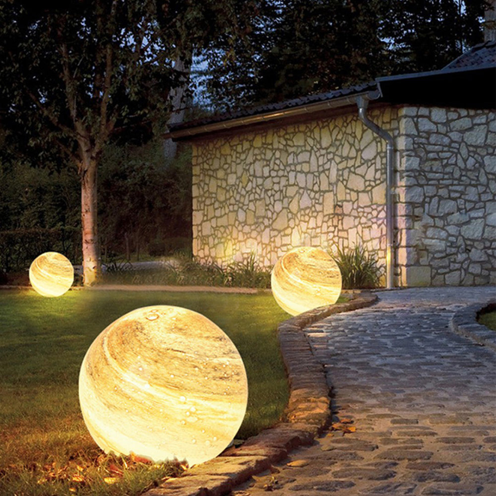 Elif Modern Bol LED Buitenlamp Blauw Metaal Acryl Hal Tuin Buiten