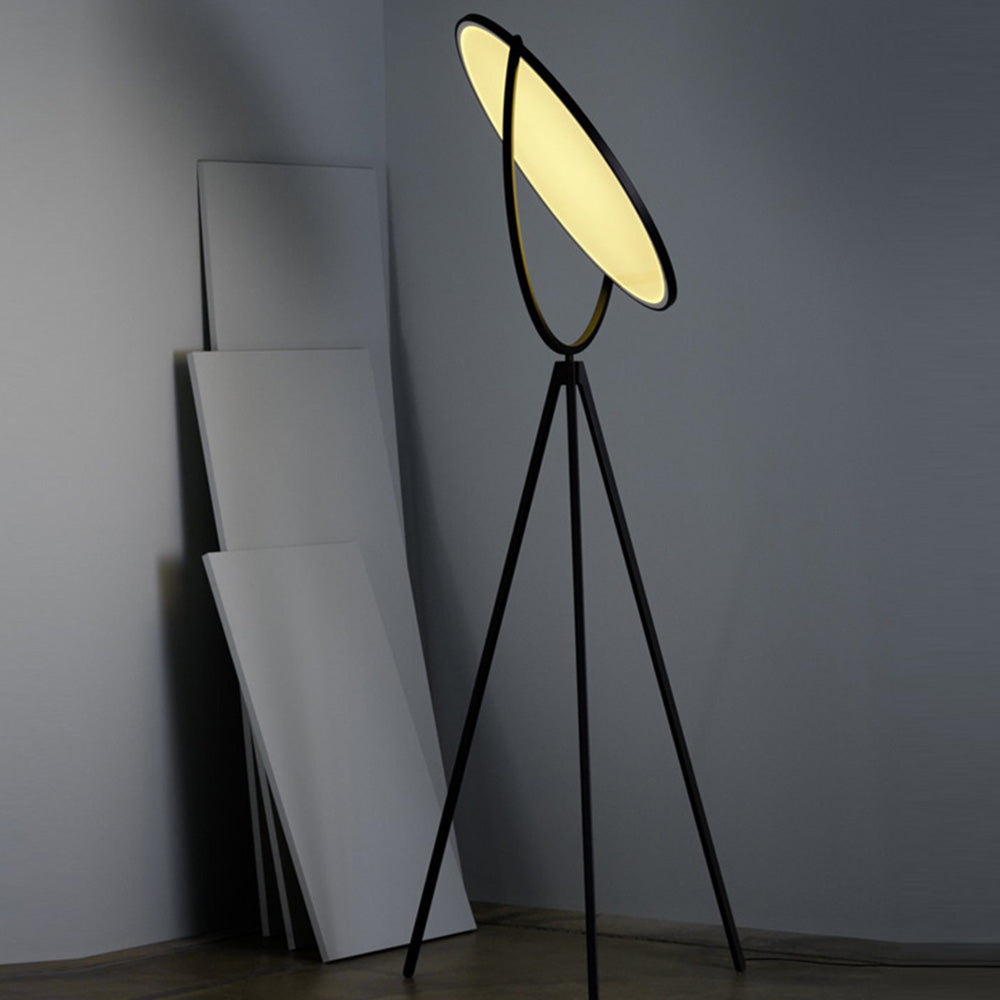 Salgado Ronde LED Vloerlamp Zwart Wit Metaal Eetkamer Woonkamer