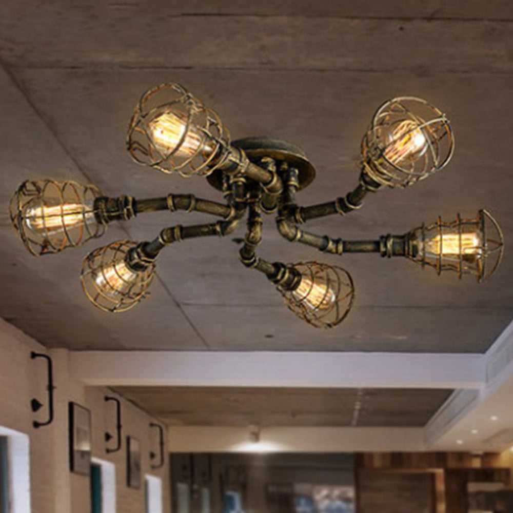 Alessio Industriele LED Plafondlamp Zwart/Messing Metaal Woon/Slaapkamer