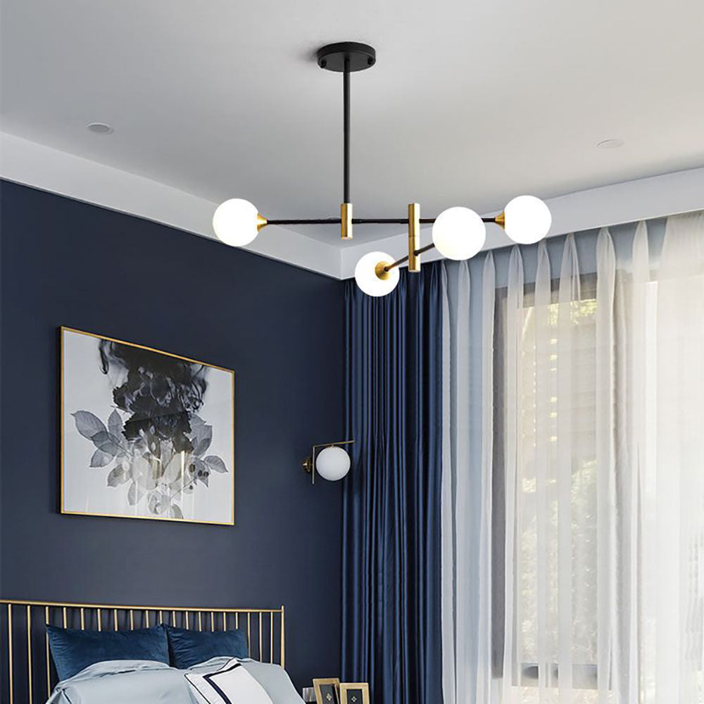 Valentina Moderne Design LED Nordic Bolvormige Kroonluchter Metaal/Glas Zwart/Goud Woon/Slaapkamer