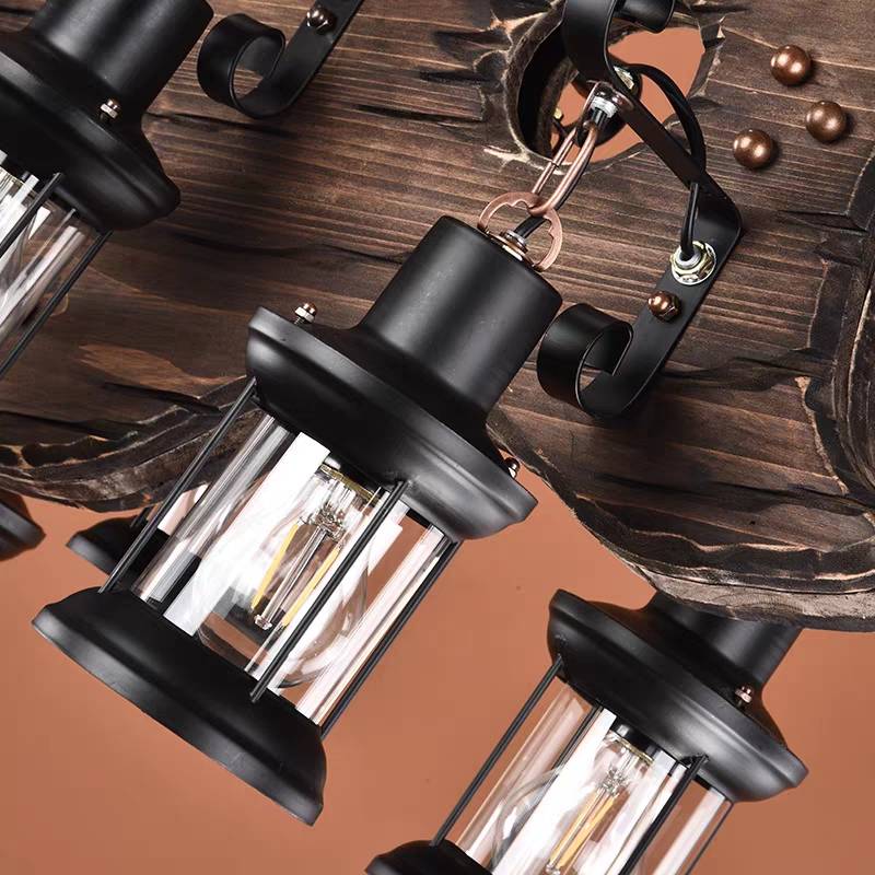 Austin Design Boerderij Hanglamp 6 Lantaarn Gitaar, Hout/Metaal, Woonk/Eetkamer