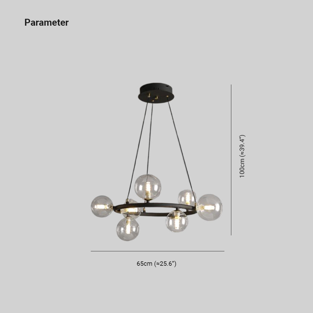 Valentina Moderne Design LED Glazen Bol Ring Kroonluchter Goud/Zwart Woonkamer/Slaapkamer