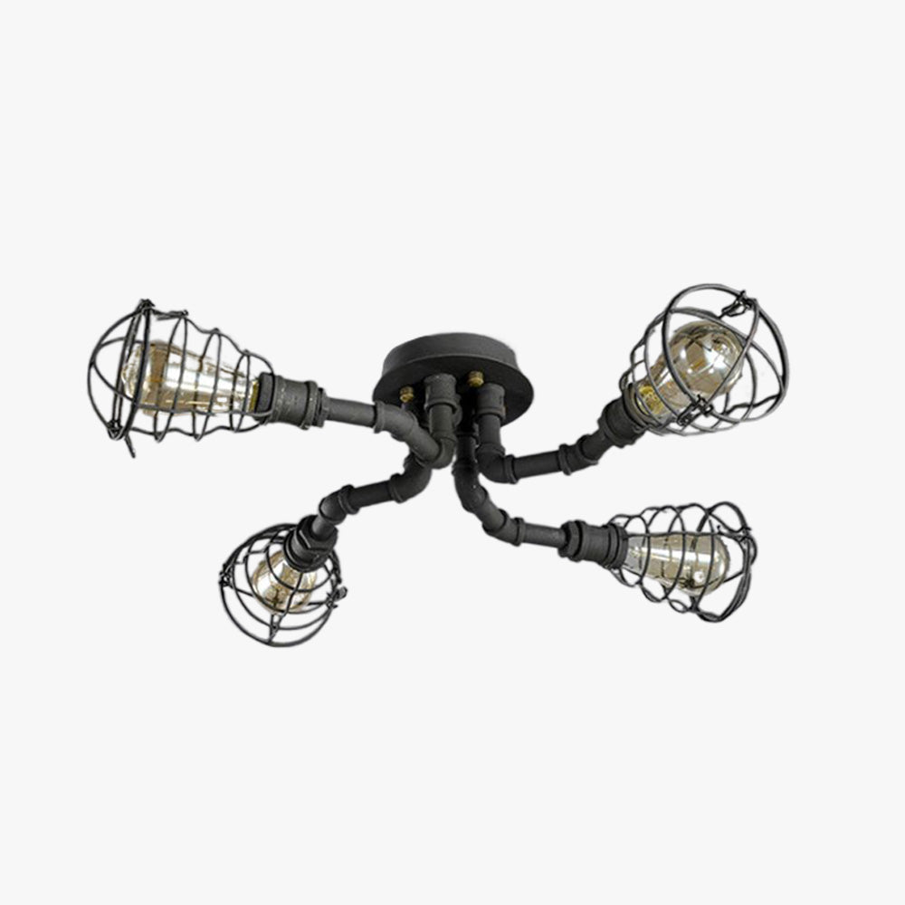 Alessio Industriele LED Plafondlamp Zwart/Messing Metaal Woon/Slaapkamer