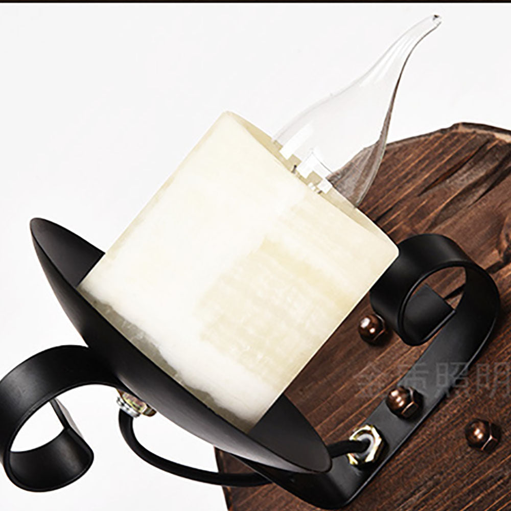 Austin Design Cucurbits/Kaars Vintage Wandlamp, Hout/Metaal, Woonk/Eetkamer