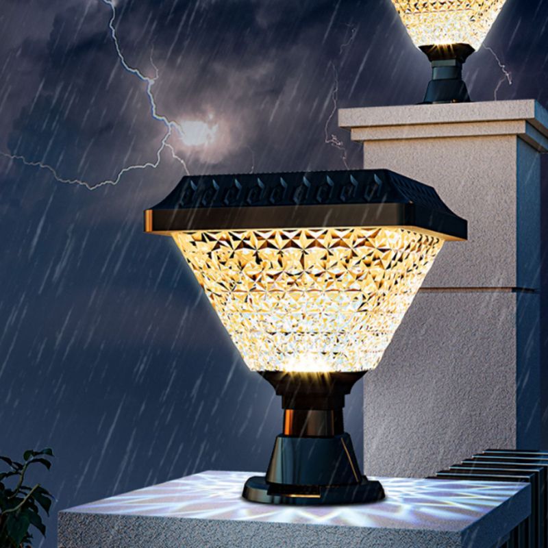 Riley Moderne Vierkant/Hexagon Zonne Energie Buitenlamp Acryl Zwart Tuin/Stoeprand/Balkon