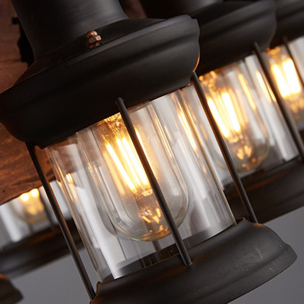 Austin Retro Rudder Metal & Wood Pendant Light, 8 Heads