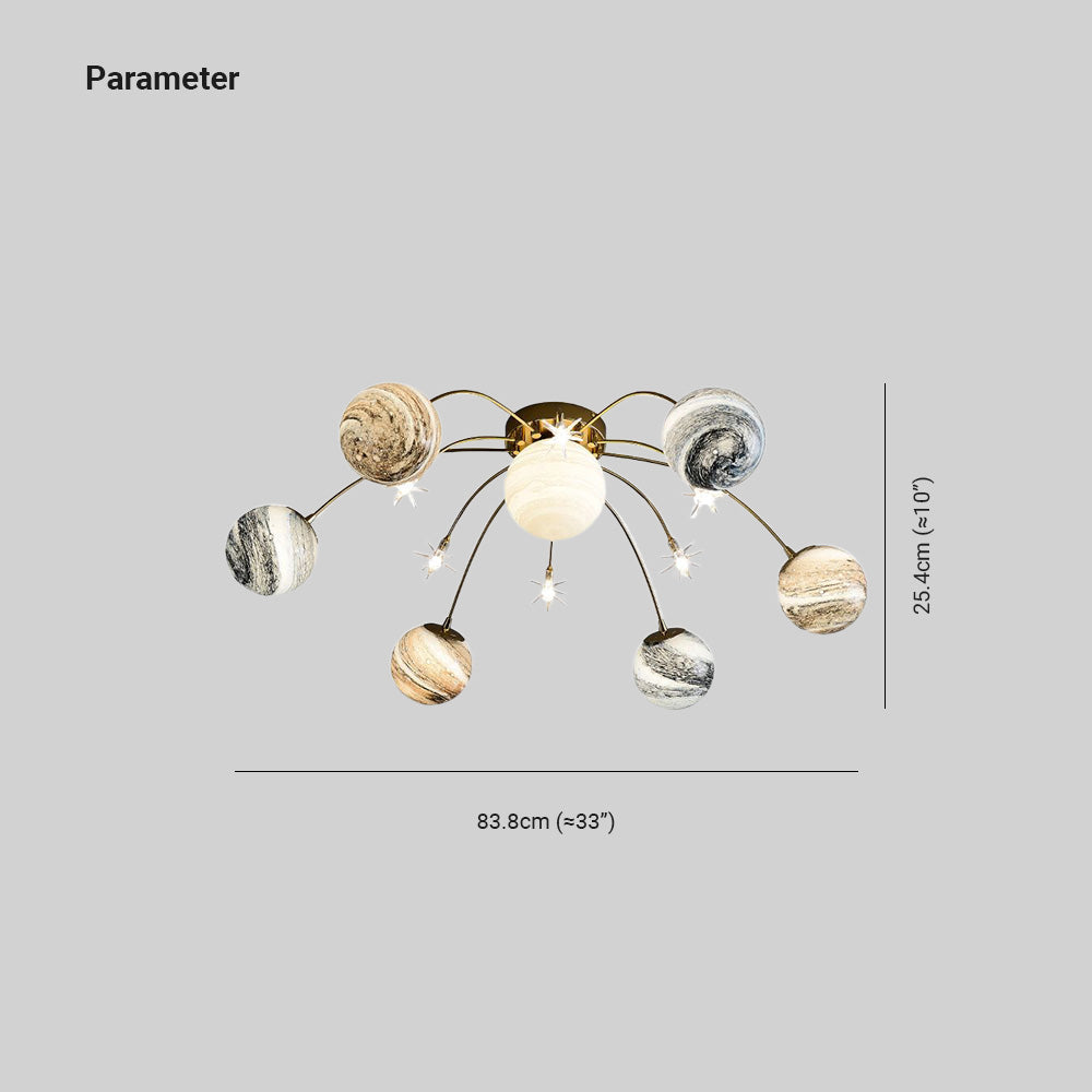 Elif Moderne Planet LED Binnen Plafondlamp Metaal Glas Slaapkamer