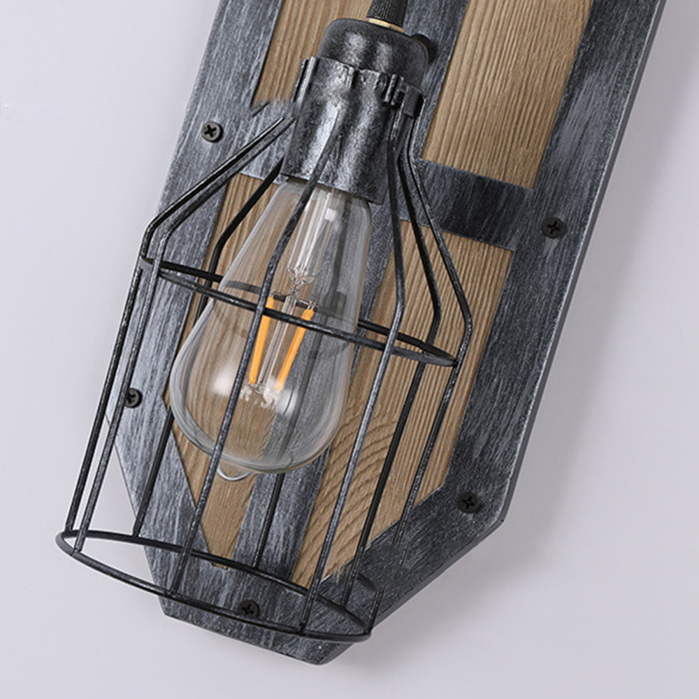 Austin Vintage Vogelkooi Design Houten Metalen Wandlamp, Slaapkamer/Keuken