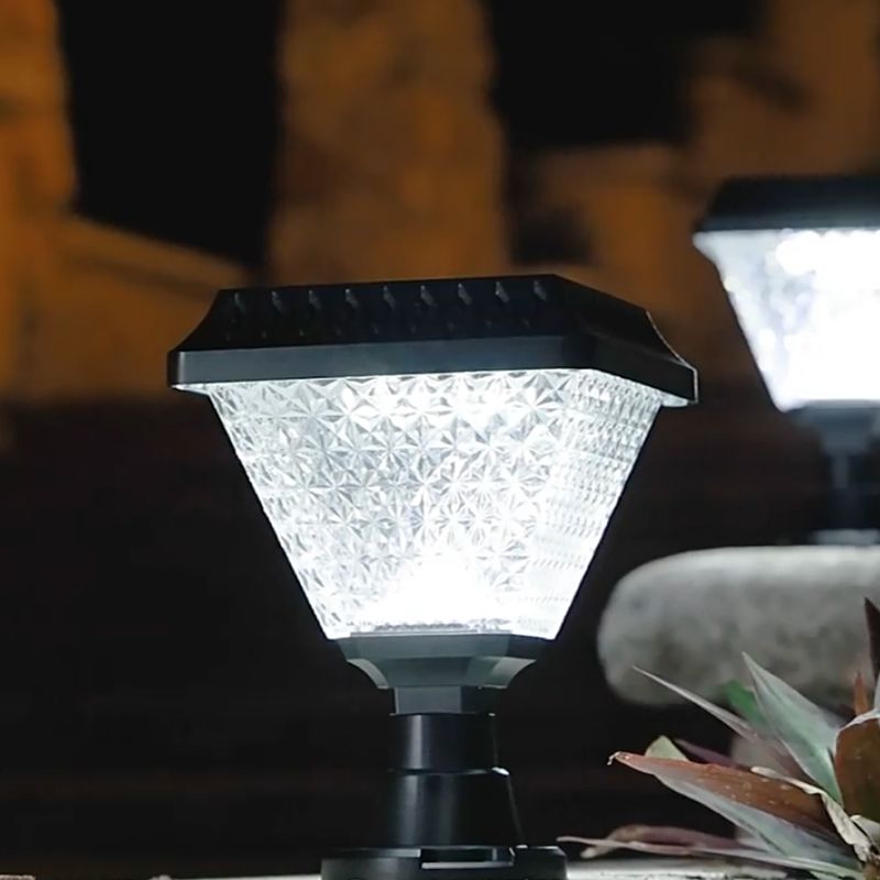 Riley Moderne Vierkant/Hexagon Zonne Energie Buitenlamp Acryl Zwart Tuin/Stoeprand/Balkon