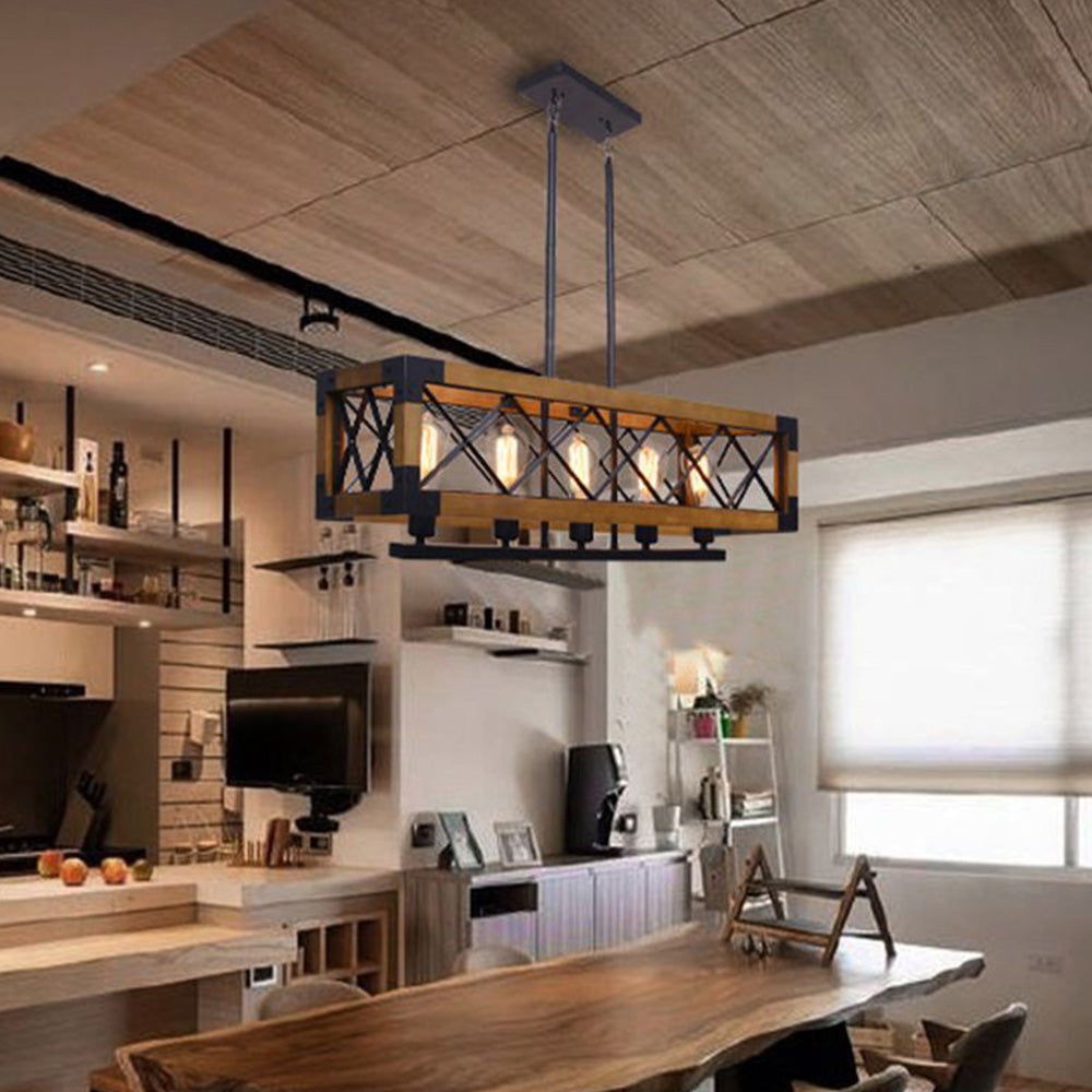 Alessio Industriele LED Hanglamp Metaal Hout Woonkamer Eetkamer