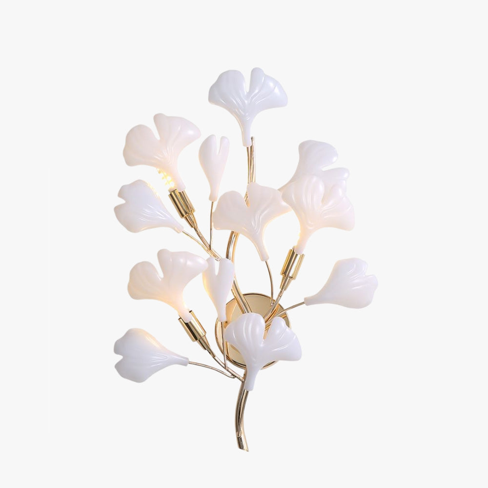 Olivia Decoratieve Bloem Wandlamp Wit Goud Keramiek Metaal Slaapkamer