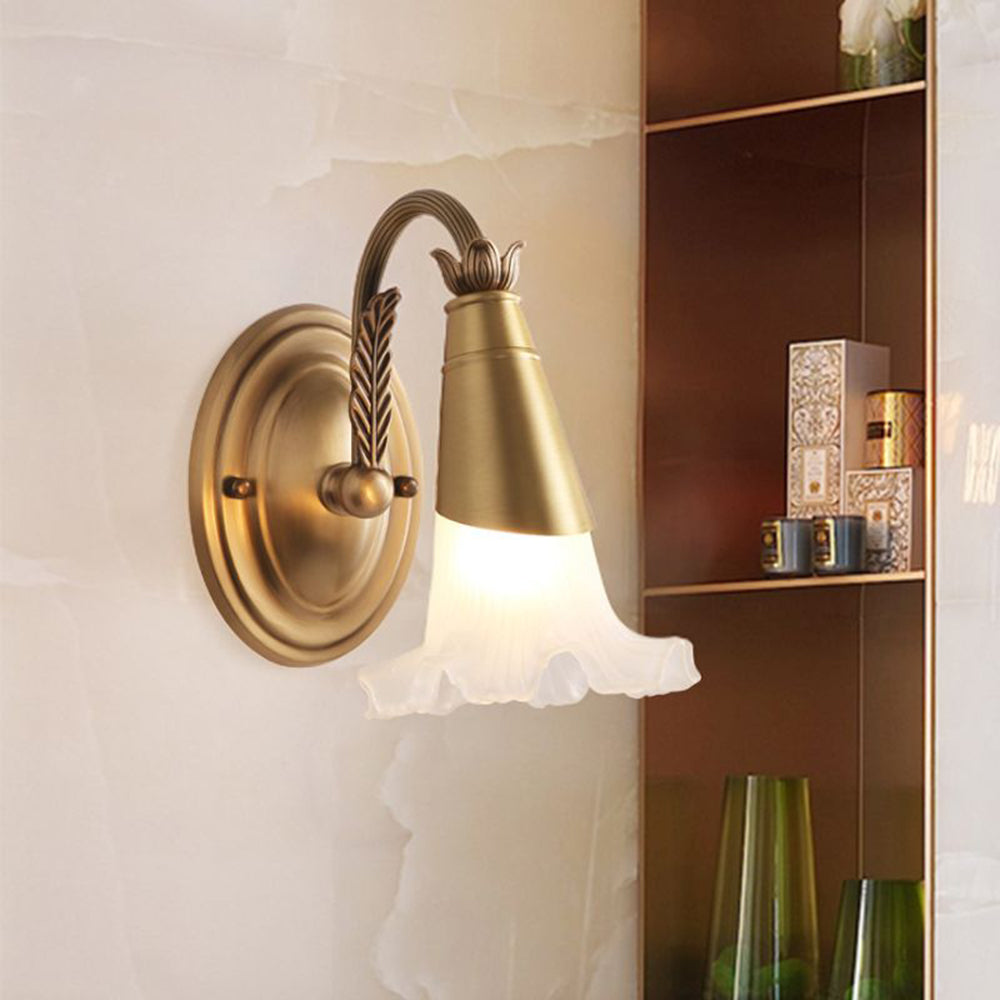 Félicie Retro Bloem Wandlamp Goud Metaal/Glas Woonkamer Slaapkamer