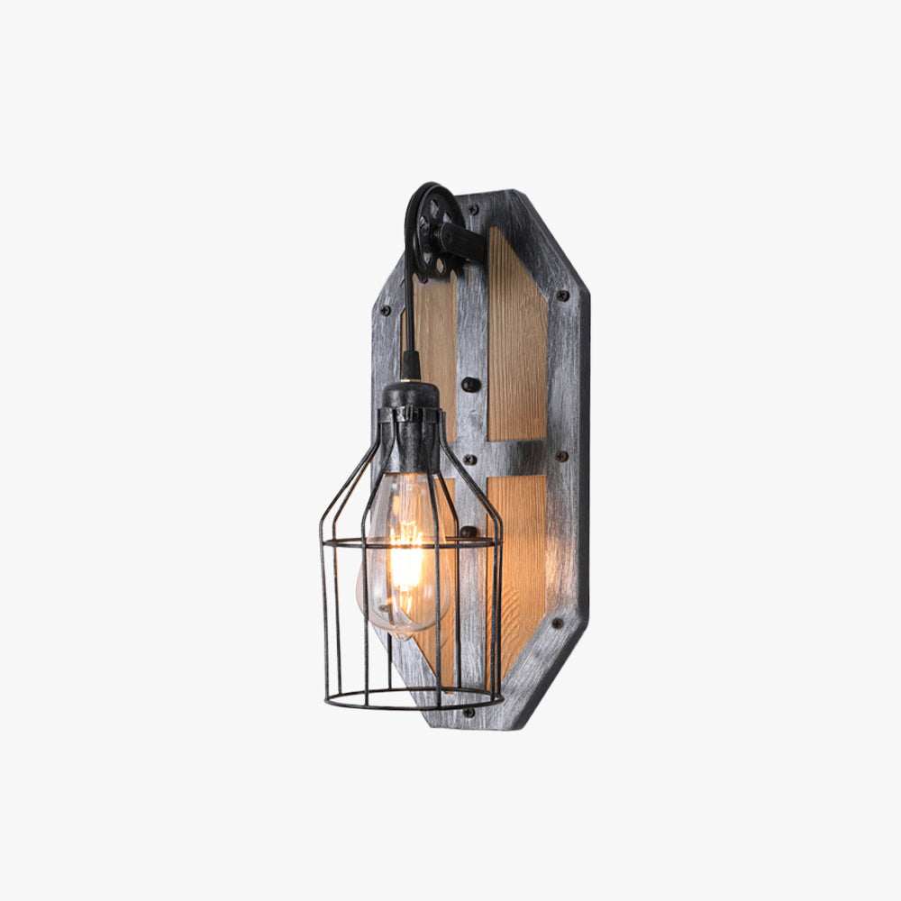 Austin Vintage Vogelkooi Design Houten Metalen Wandlamp, Slaapkamer/Keuken