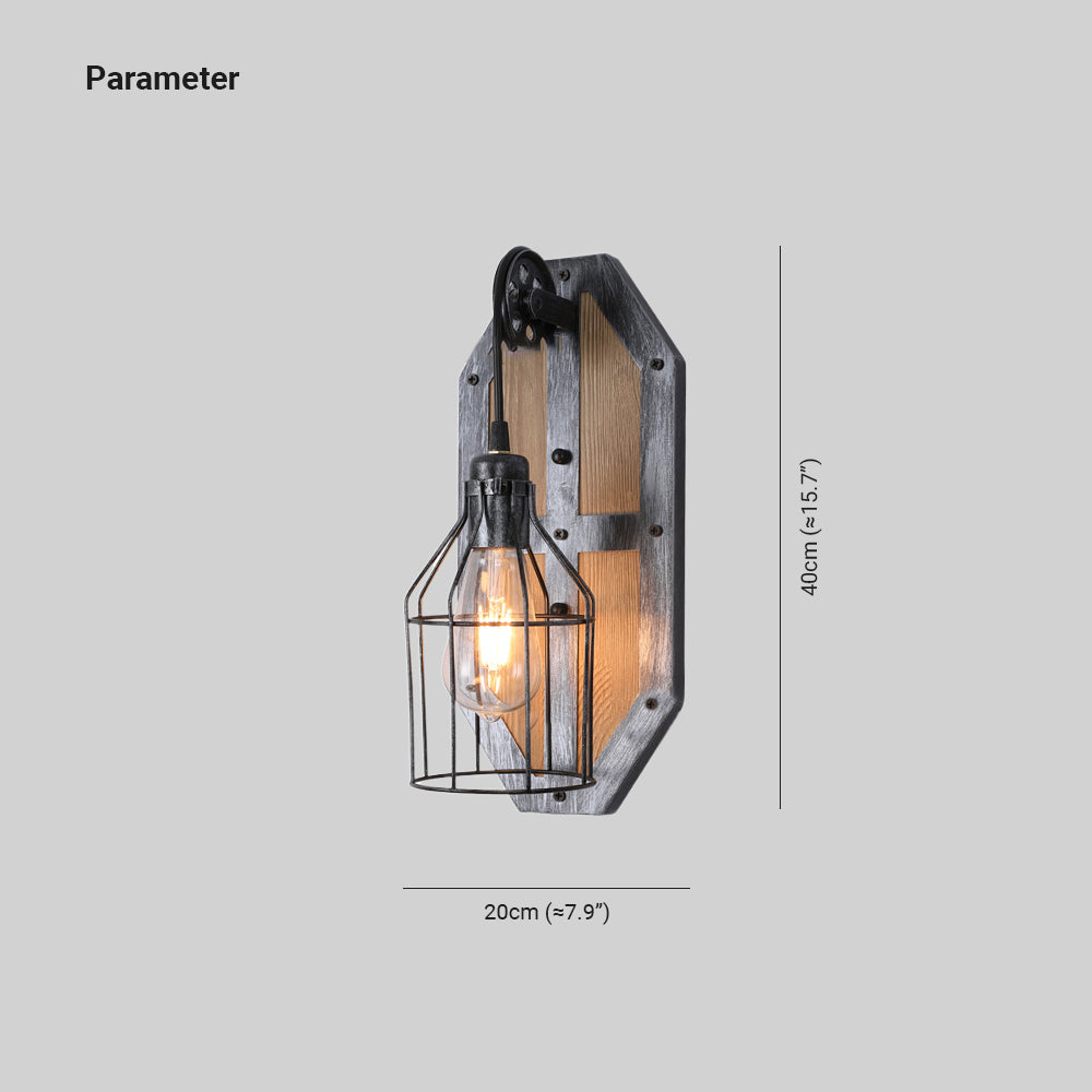 Austin Vintage Vogelkooi Design Houten Metalen Wandlamp, Slaapkamer/Keuken