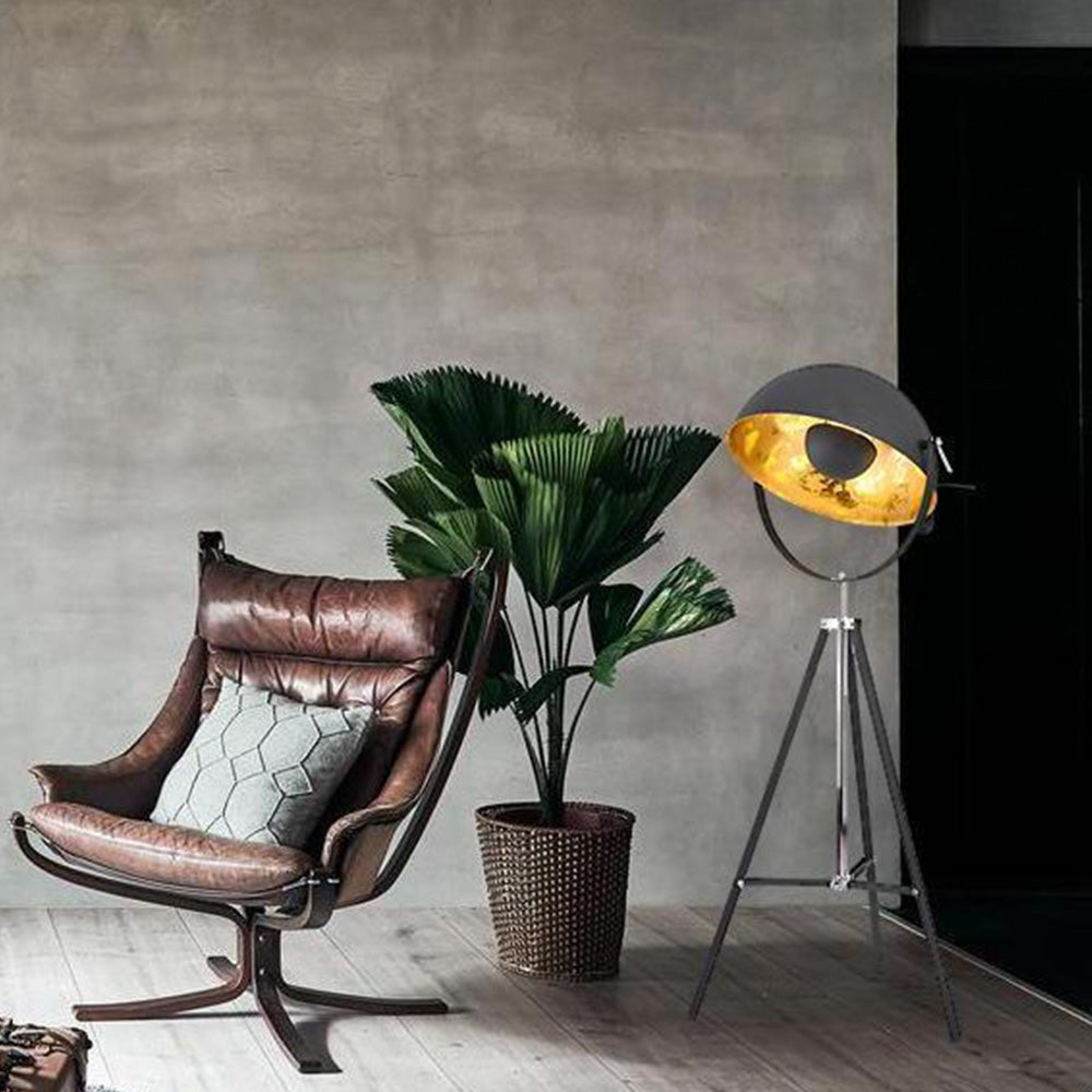 Salgado Industrie Bol LED Vloerlamp Zwart Metaal Hout Woonkamer