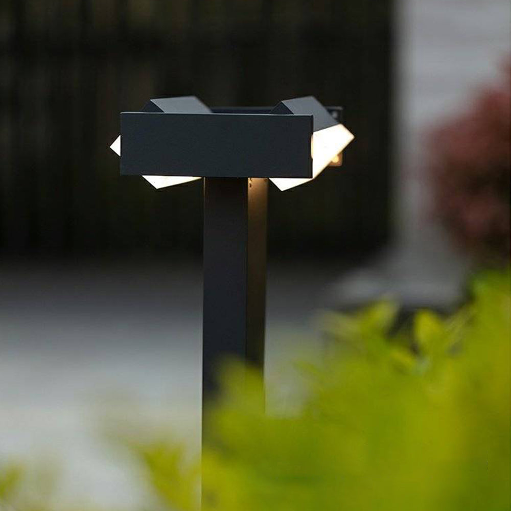 Pena Moderne LED Kubus Buitenlamp Zonne Metaal Zwart Tuin/Stoeprand/Balkon