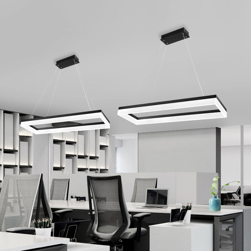 Bouvet Rechthoekig Moderne LED Hanglampen Wit Zwart Metaal Slaapkamer