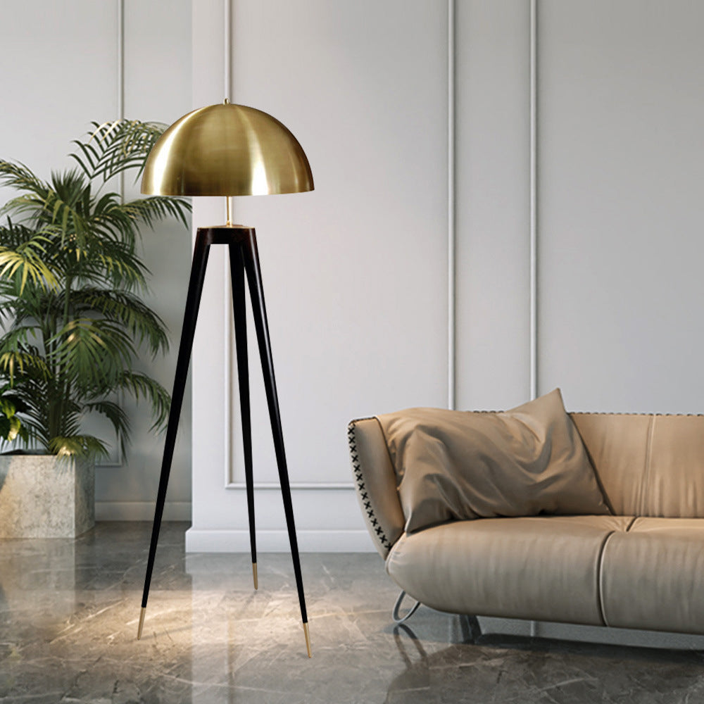 Carins Moderne Bol/Driepoot LED Vloerlamp Zwart/Goud Metaal Slaapkamer