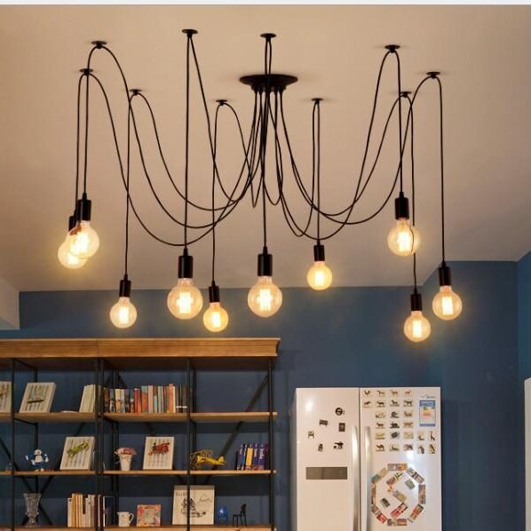 Alessio Retro Design Country Spider LED Hanglampen Metaal Zwart/Wit