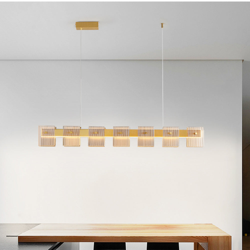 Evette Moderne Minimalistische Rechthoekige Hanglamp Metaal/Glas Goud Slaap/Eetkamer
