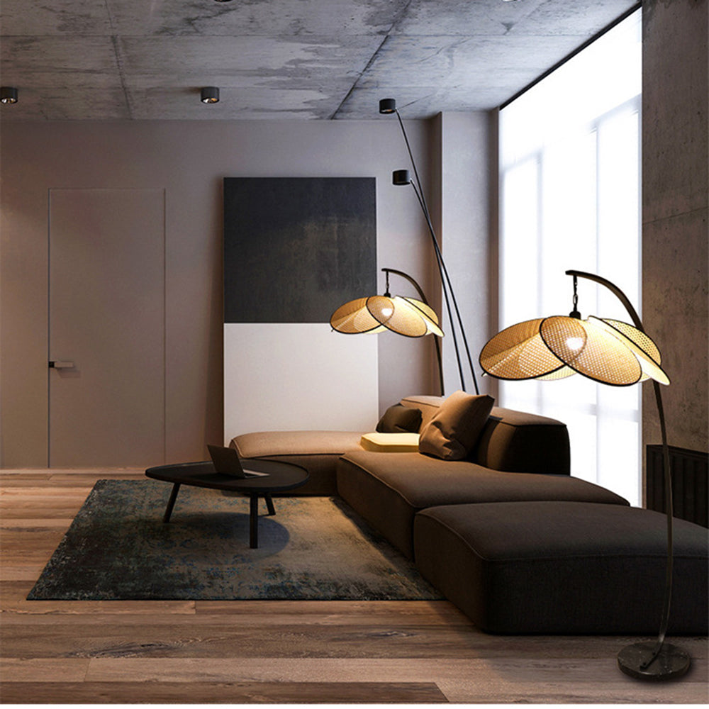 Ritta Design LED Vloerlamp Zwart Metaal Rotan Eetkamer Woonkamer