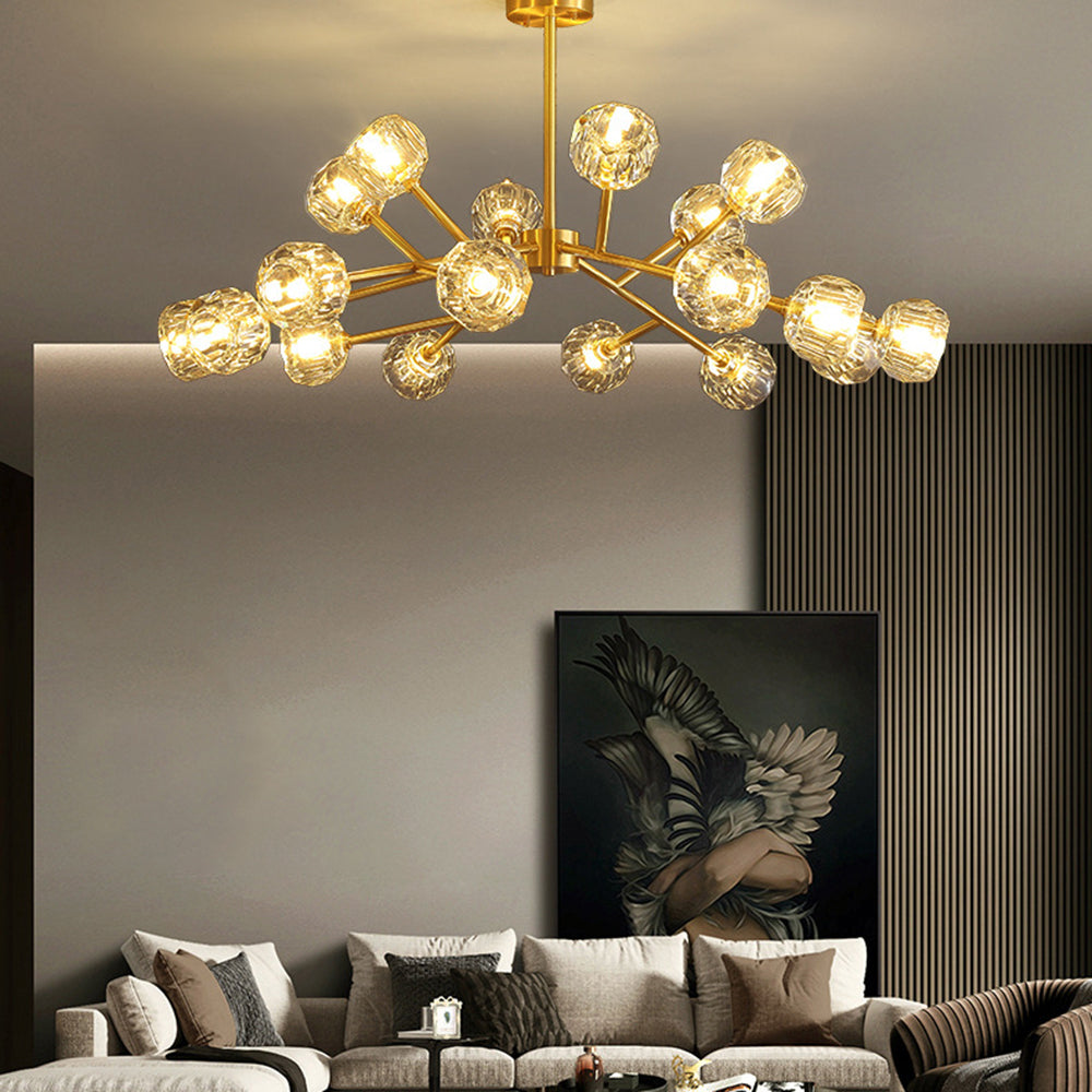 Valentina Moderne Design LED Hanglamp Geblazen Metaal/Kristal Goud Slaap/Eetkamer