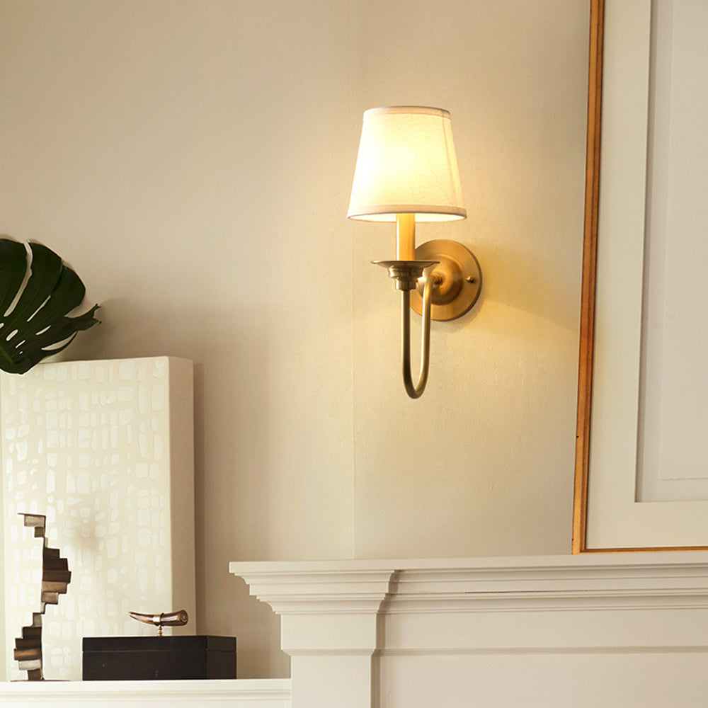 Alessio Vintage Rustic Lantern Metal/Fabric LED Wall Lamp, Gold