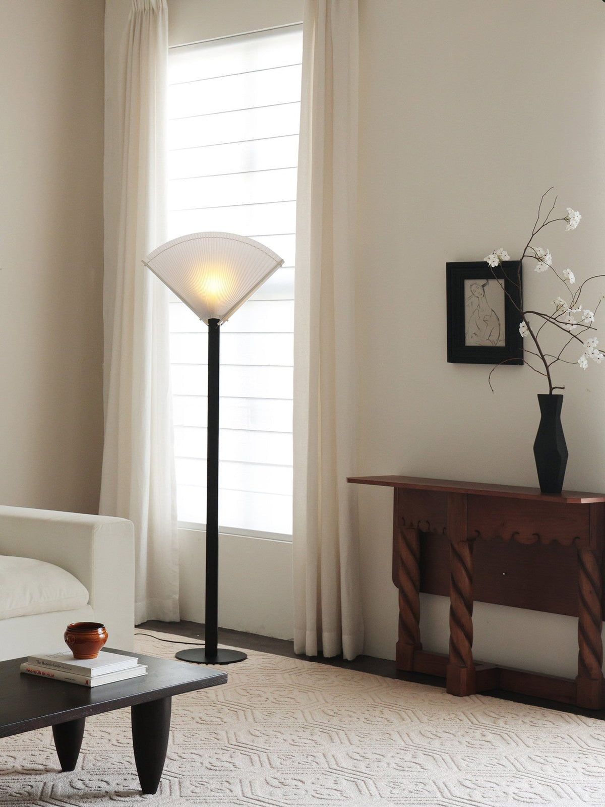 Geplooide waaier vloerlamp