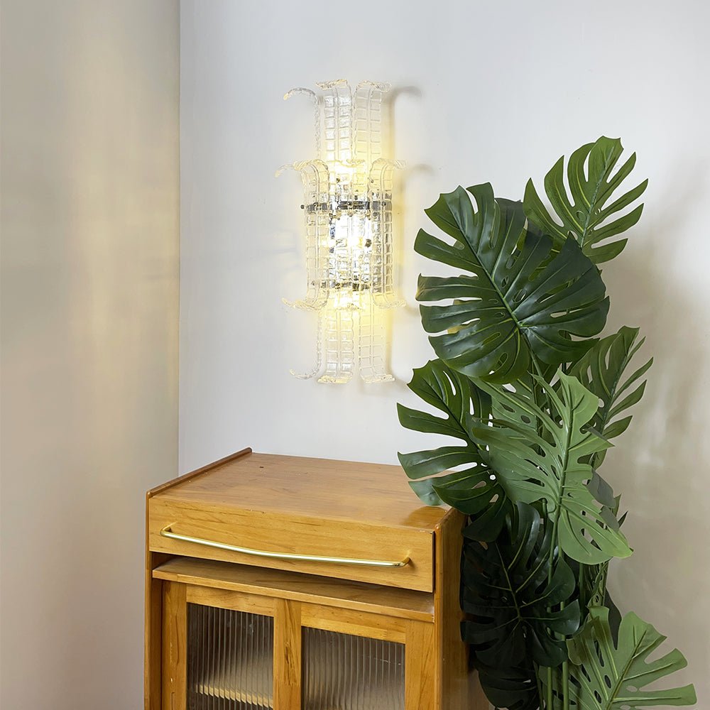 Celearia wandlamp Helder Murano-glaspaneel Geometrisch