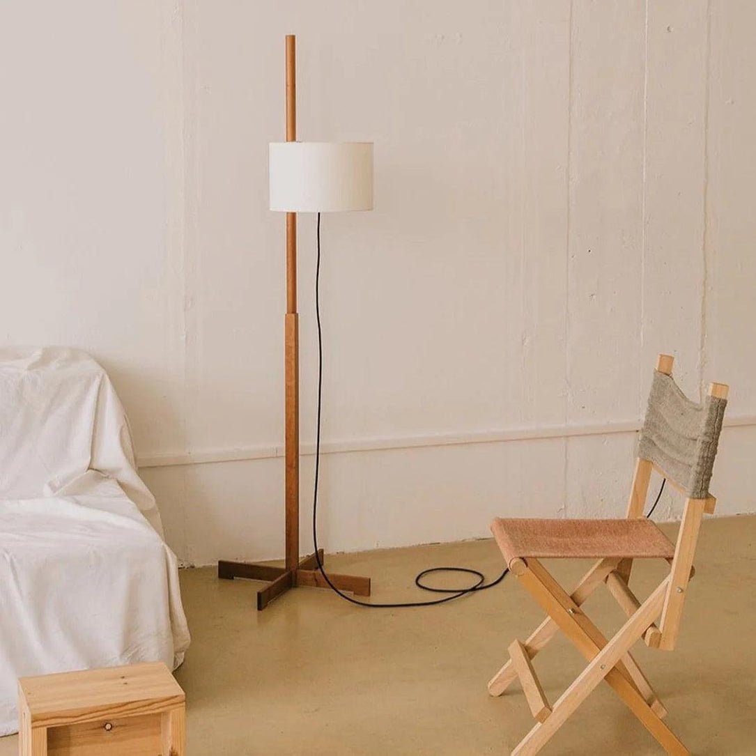 Jex Houten Stoffen vloerlamp
