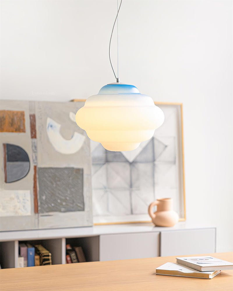 Eurvenara Premium Noordse kunst hanglamp met wolkig glas