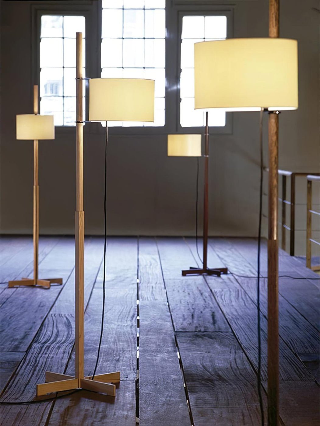 Jex Houten Stoffen vloerlamp