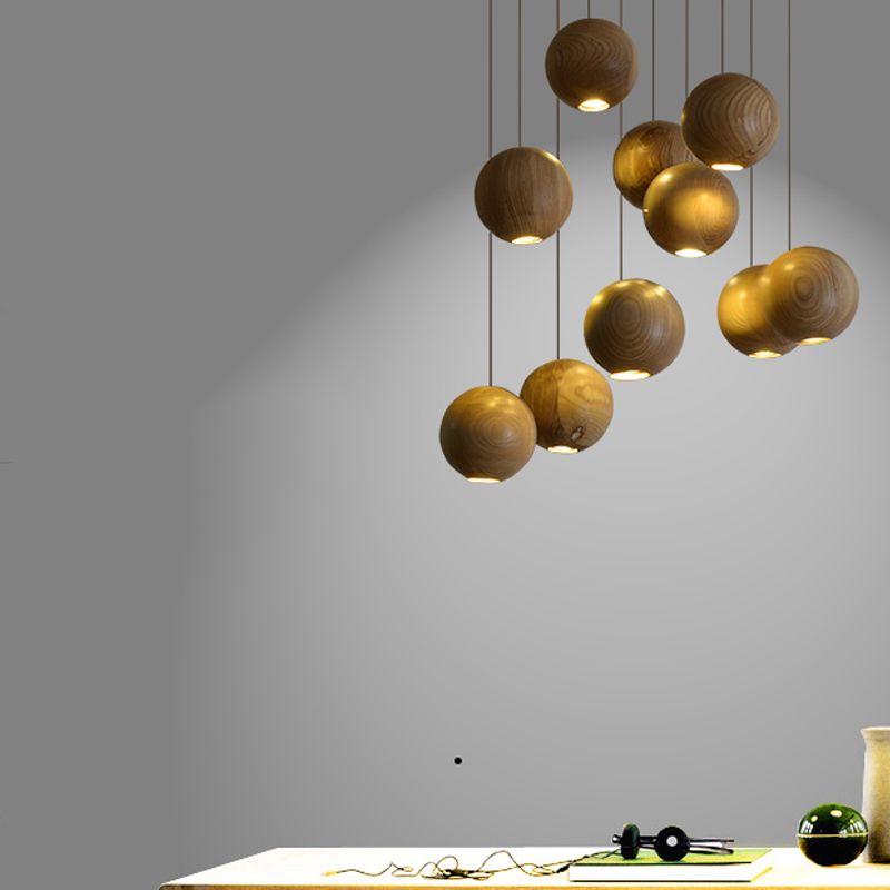 Ozawa Moderne Design Globe LED Hanglamp Hout Woonkamer Keuken