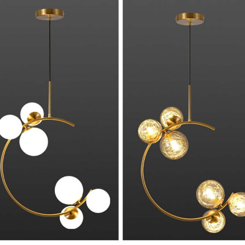 Valentina Moderne Bubble Moon Hanglampen Goud Metaal Glas Slaapkamer