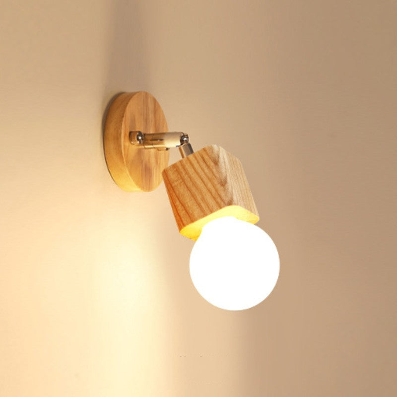 Ozawa Moderne Ronde LED Wandlamp Metaal Hout Badkamer Slaapkamer