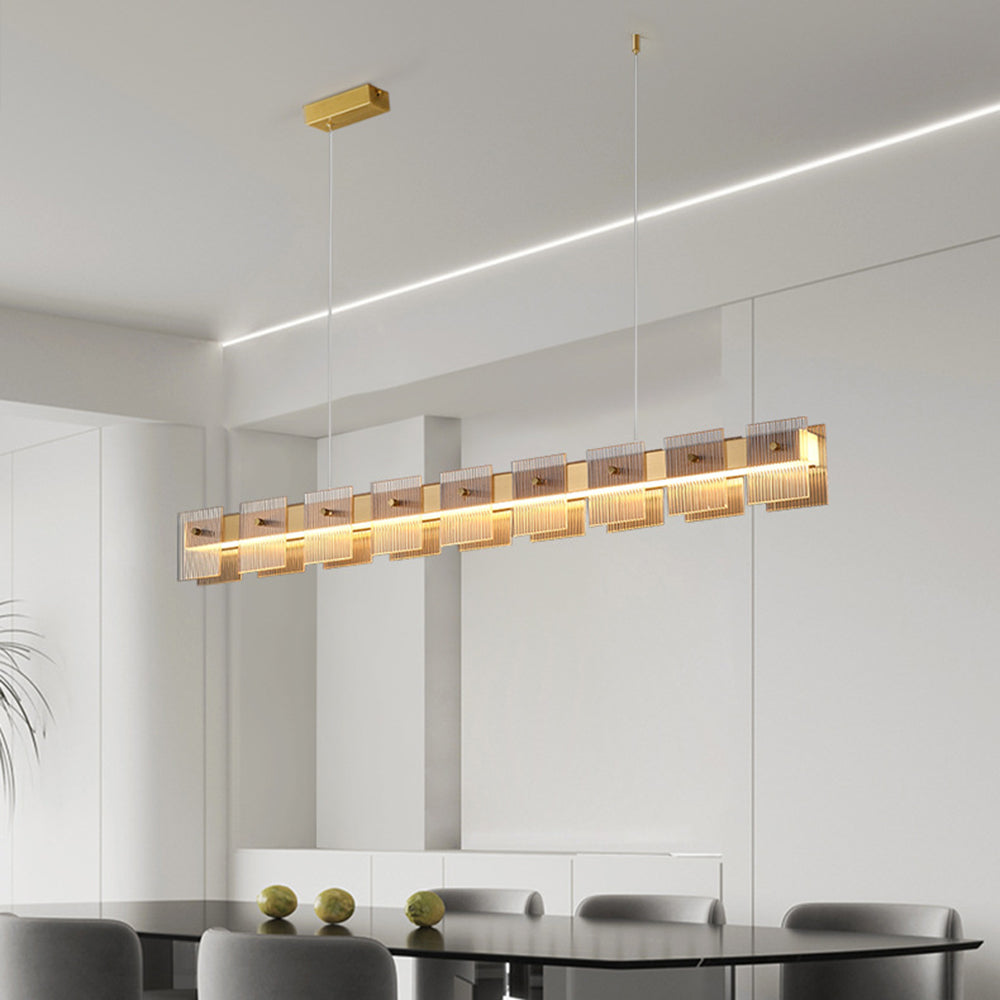 Evette Moderne Minimalistische Rechthoekige Hanglamp Metaal/Glas Goud Slaap/Eetkamer