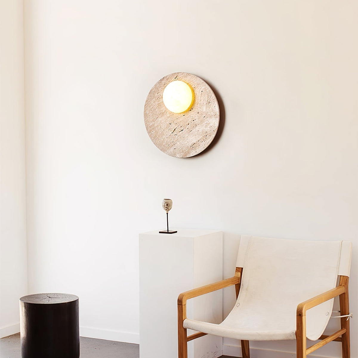 Vizoriel wandlamp met Geel travertin