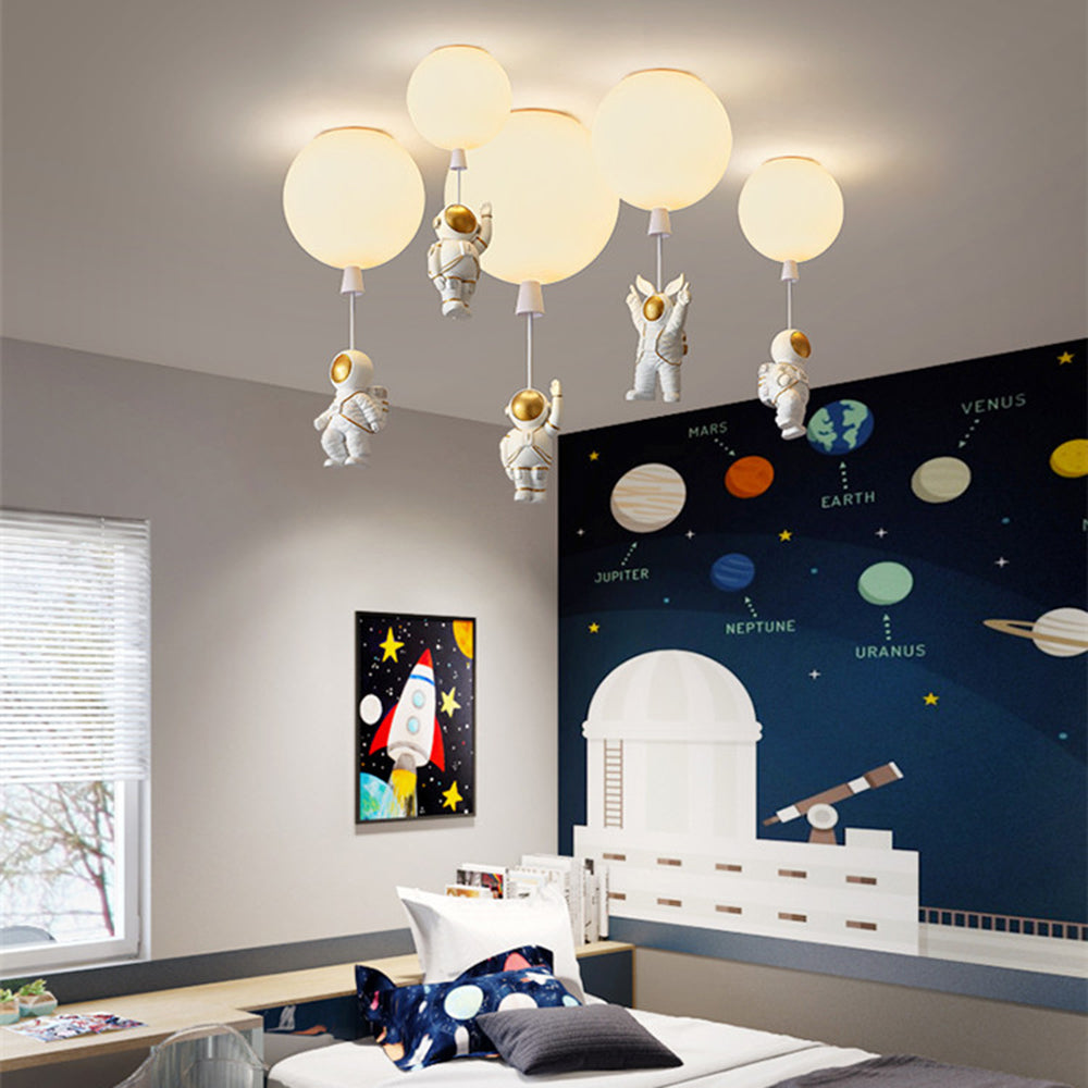 Fateh Moderne Maan/Astronauten LED Plafondlamp Acryl Grijs/Wit/Roze/Rood/Groen/Geel/Blauw/Oranje