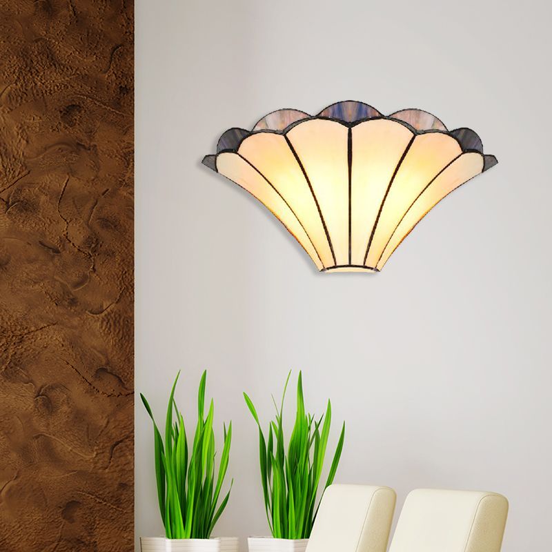 Alessio Decoratieve Glazen LED Wandlamp Met Bloem, Beige, Woonkamer