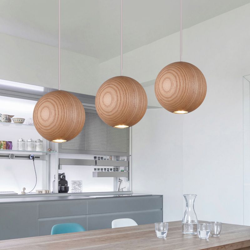 Ozawa Moderne Design Globe LED Hanglamp Hout Woonkamer Keuken